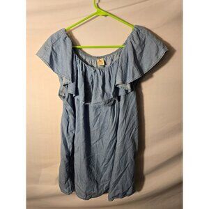 Faded Glory Chambray Shirt Blouse Top Romantic Off Shoulder Womens Plus Size XXL